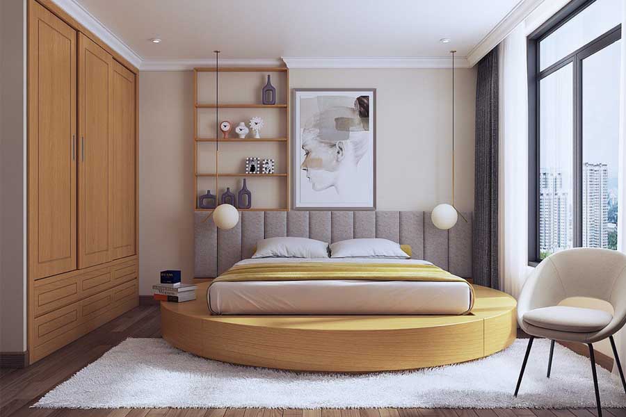 Giường ngủ gỗ veneer sồi